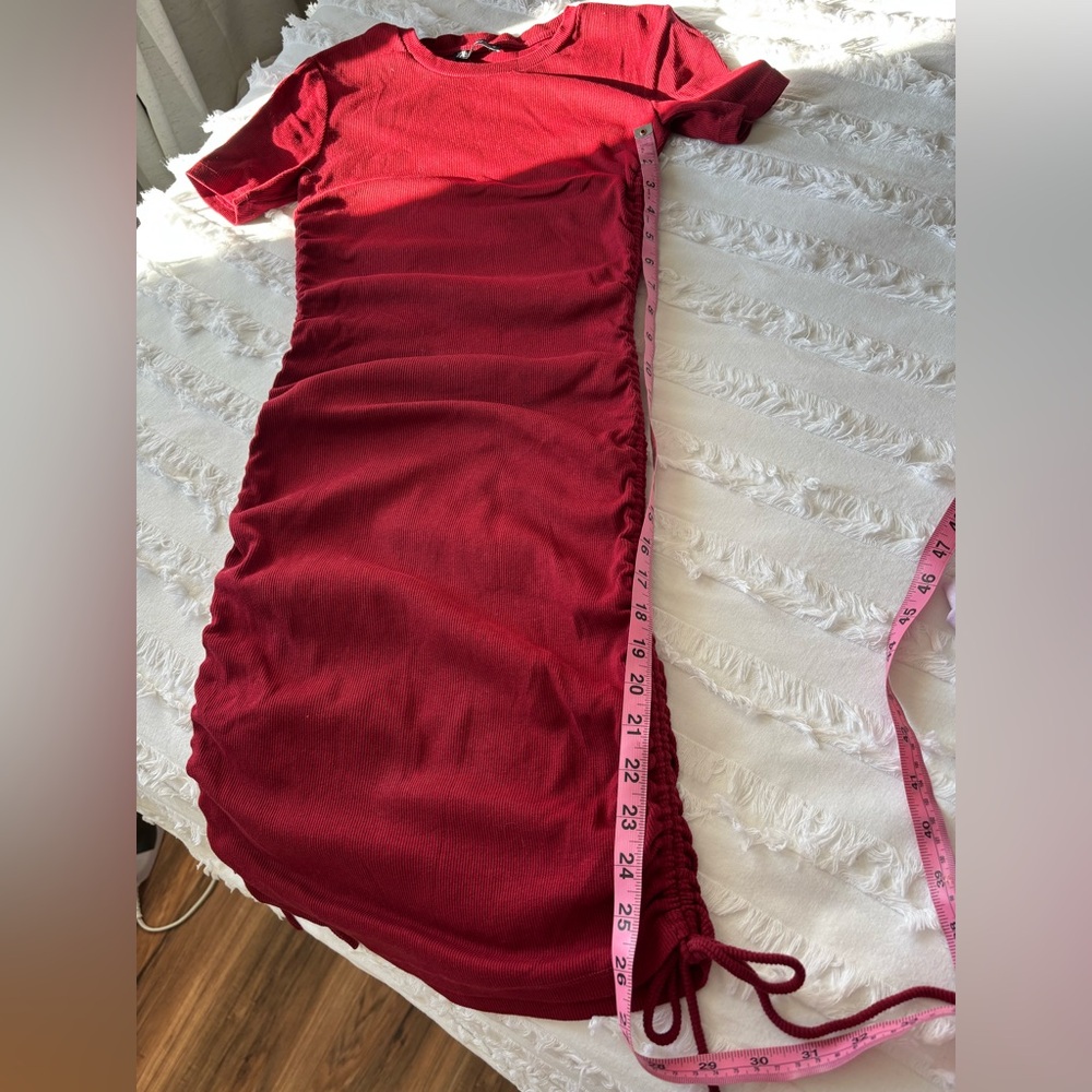 Zara Ruched Ribbed Mini Dress - Picture 2 of 4